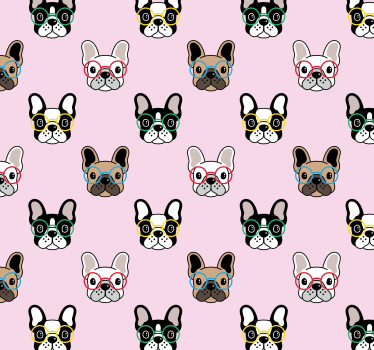 Francia bulldog szemüveg tapéta hálószobába - TenStickers