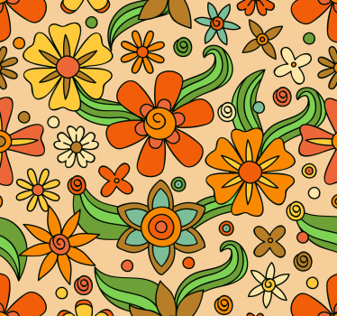 Retro virágmintás Tapéta Virágok - TenStickers