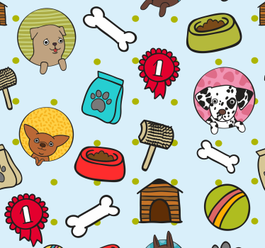 Játékos kölyökmotívumok Tapéta Kutya Tapéták - TenStickers