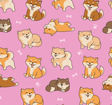 Szép minta corgi és rózsaszín háttér gyerekek tapéta - TenStickers