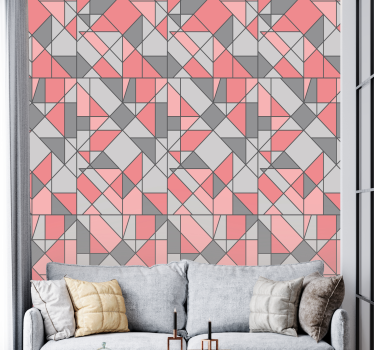 Absztrakt szürke és rózsaszín Tapéta Geometriai - TenStickers