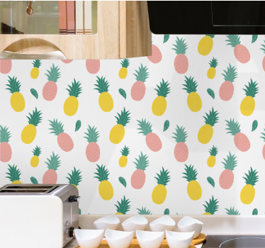 Ananász mintás gyümölcs design konyhai témájú tapéta - TenStickers
