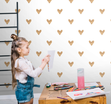 Arany szív fehér háttérrel Gyerekszoba tapéta - TenStickers