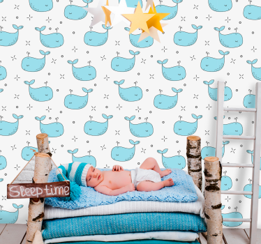 Kék baba bálnák gyerekszoba tapéta - TenStickers