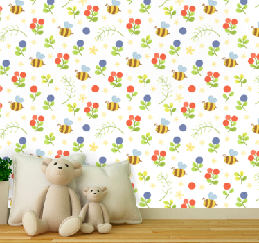 Aranyos design baba méhek kortárs tapéta - TenStickers