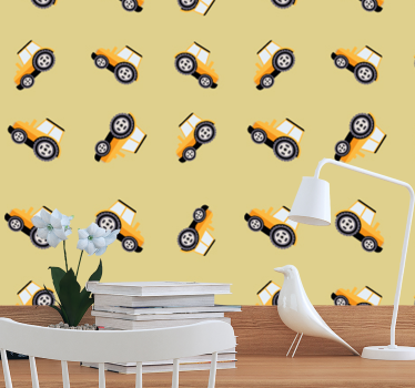 Aranyos építőipari teherautók Gyerekszoba tapéta - TenStickers