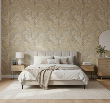 Beige pálma textúra tapéta levelek - TenStickers