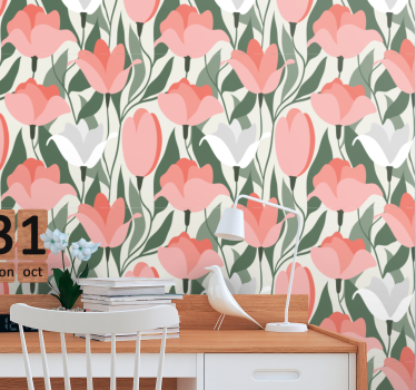 Botanikai tulipán minta Tapéta Virágok - TenStickers