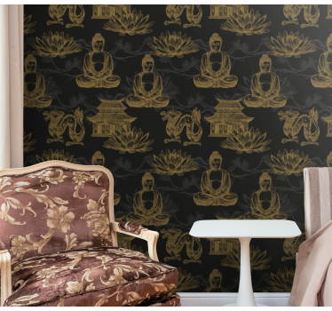Buddha a lótusz természet háttérkép - TenStickers