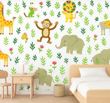 Cuki boldog Állatok gyerekszoba tapéta - TenStickers