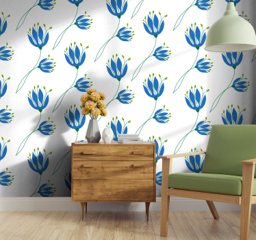 Egyszerű kék tulipán természet háttérkép - TenStickers