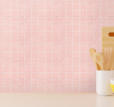 Egyszerű pirosító rózsaszín csempe kortárs tapéta - TenStickers
