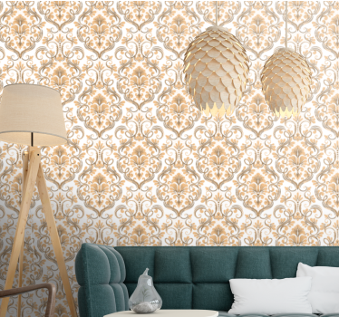 Fehér és arany mandala stílusú klasszikus tapéta minták - TenStickers