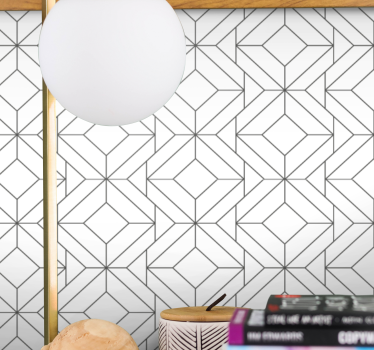 Fehér japandi geometrikus mintás társalgó tapéta - TenStickers