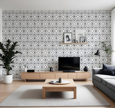 Fekete-fehér geometriai minta Tapéta Modern - TenStickers