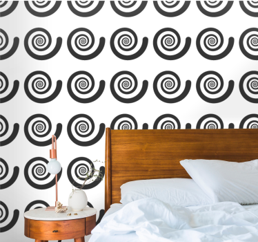 Fekete -fehér hipnotikus retro spirál tapéta festmények - TenStickers