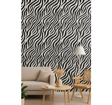 Fekete-fehér zebra csíkos tapéta geometriai - TenStickers