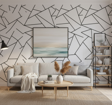 Fekete geometrikus vonalak minimalista design tapéta modern - TenStickers