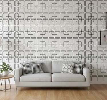 Fekete négyzetek városi mintával tapéta geometriai - TenStickers