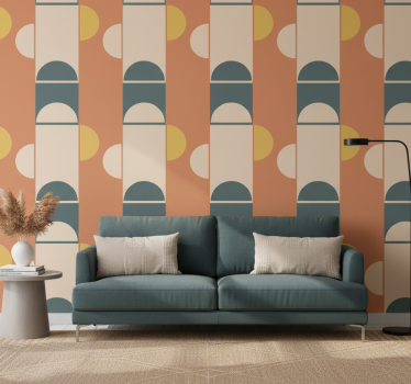 Félkörök és téglalapok geometrikus művészet - tapéta modern - TenStickers