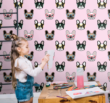 Francia bulldog szemüveg tapéta hálószobába - TenStickers