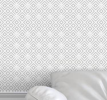 Geometriai fekete / fehér négyzet mintás tapéta - TenStickers
