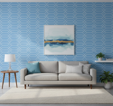 Geometriai kék vonalak tapéta - TenStickers
