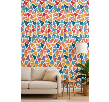 Vidám színes háromszögek tapéta geometriai - TenStickers