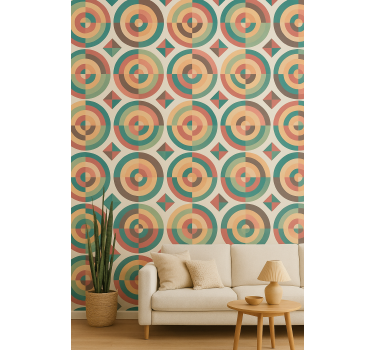 Retro absztrakt formák tapéta geometriai - TenStickers
