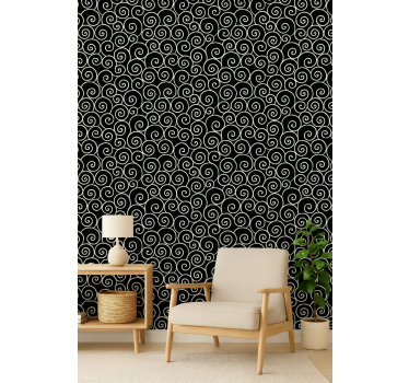 Fekete-fehér hullámok tapéta geometriai - TenStickers