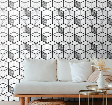 Geometriai tapéta kockás mintázattal - TenStickers