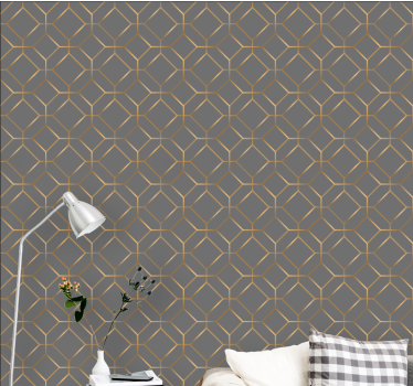 Hexagonális arany mintás geometrikus tapéta - TenStickers