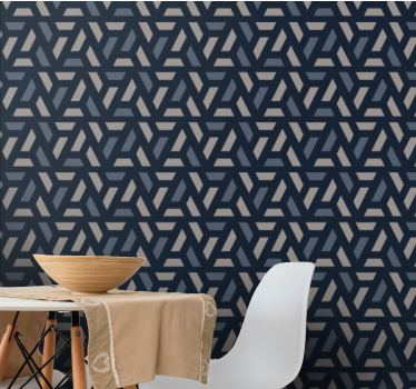 Geometrikus kék és szürke háromszög mintás tapéta - TenStickers