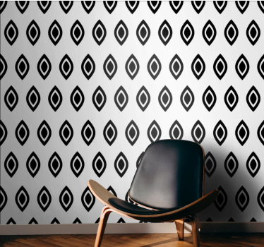 Geometrikus mintás fekete-fehér formák négyzetmintás tapéta - TenStickers