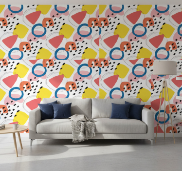 Geometrikus mintás festmény tapéta szüret - TenStickers