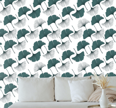 Ginkgo szürke elrendezés Tapéta levelek - TenStickers
