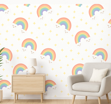 Gyerekszoba tapéta gyerek szivárvány - TenStickers