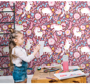 Gyönyörű egyszarvú állat minta design gyerekek tapéta - TenStickers