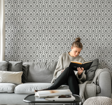 Hatszögletű szürke mintás Geometrikus tapéta - TenStickers