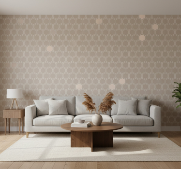 Hexagon bézs minta - tapéta geometriai - TenStickers
