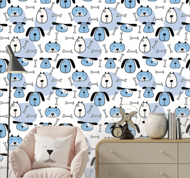 Játékos kutya mintás Tapéta Kutya Tapéták - TenStickers