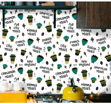 Kávé szöveg mintás konyha vinil tapéta - TenStickers