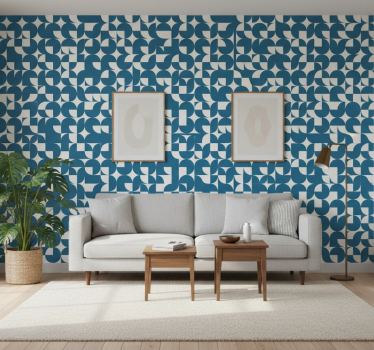 Kék kör geometriai művészeti minta tapéta geometriai - TenStickers