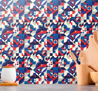 Kék minták fúziója tapéta geometriai - TenStickers