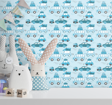 Kék városi járművek nordic style kids tapéta - TenStickers
