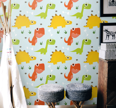 Kis dino mintás tapéta a hálószobához - TenStickers