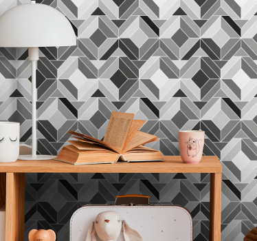 Köbös szürke formák Geometrikus tapéta - TenStickers
