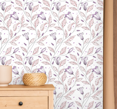 Lila elegáns tulipán mintás hálószoba tapéta - TenStickers
