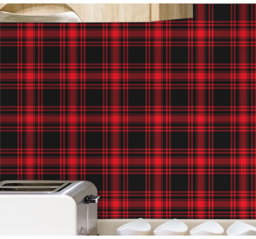 Menzies tartan fekete piros kockás mintás konyhai tapéta - TenStickers
