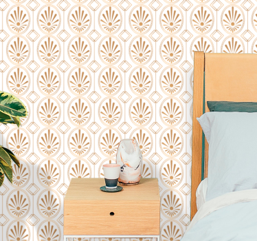 Modern art fehér és arany deco mintás kör tapéta - TenStickers